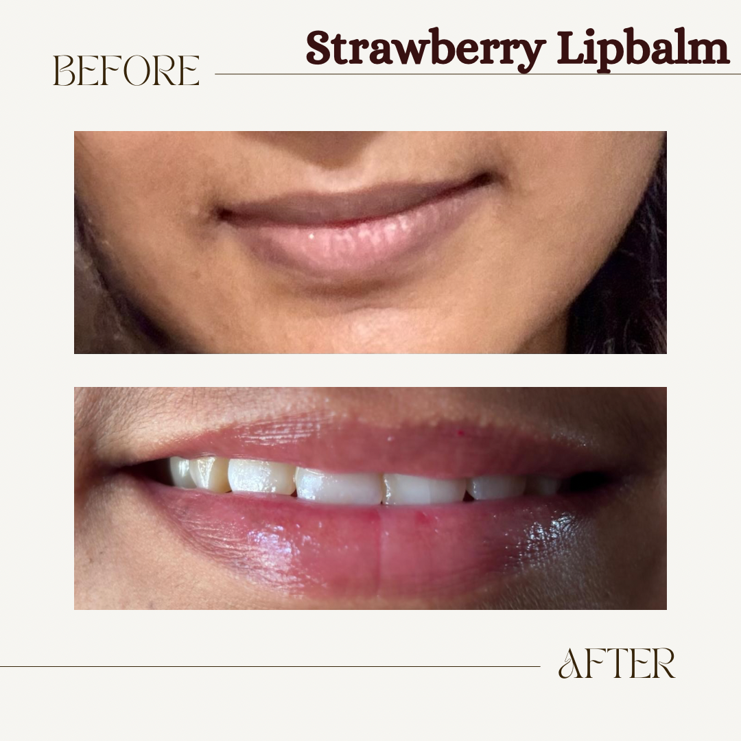 Strawberry Lipbalm Before and After results