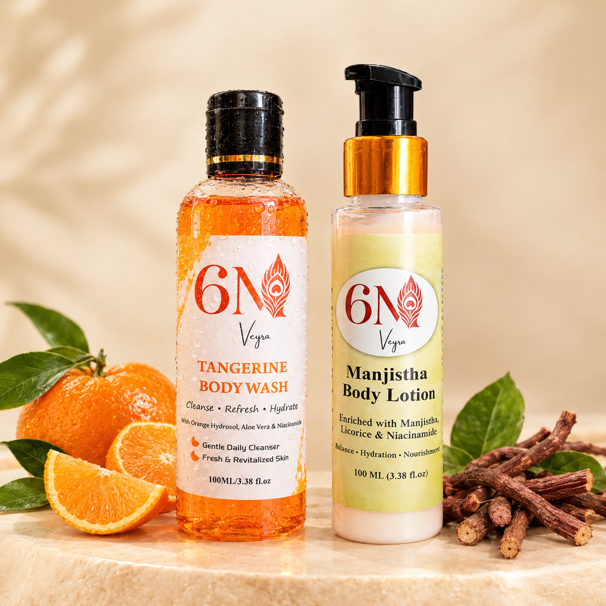 Body Elixir Mini Combo with Manjistha Body Lotion and Tangerine Body Wash