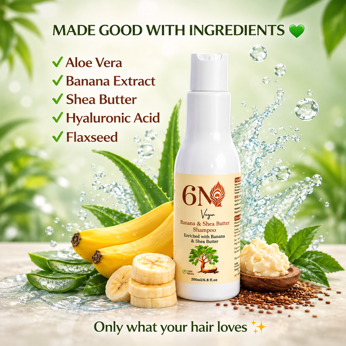 Texture or lather detail for Banana & Shea Butter Shampoo For Dry & Frizzy Hair by 6M Veyra