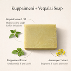 Traditional Indian botanical herbs Kuppaimeni and Vetpalai for calming sensitive skin