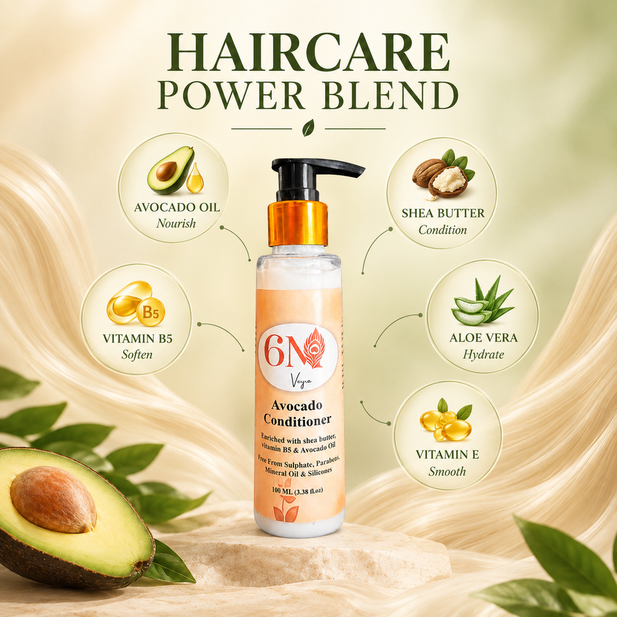 Product detail image for Avocado Conditioner Deep Care for Damaged Hair by 6M Veyra