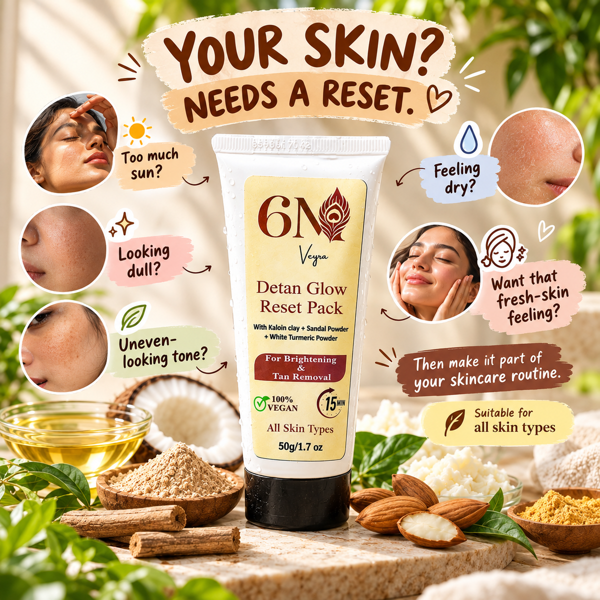 Product detail image for Glow Reset Pack For Tanned & Dull Skin by 6M Veyra