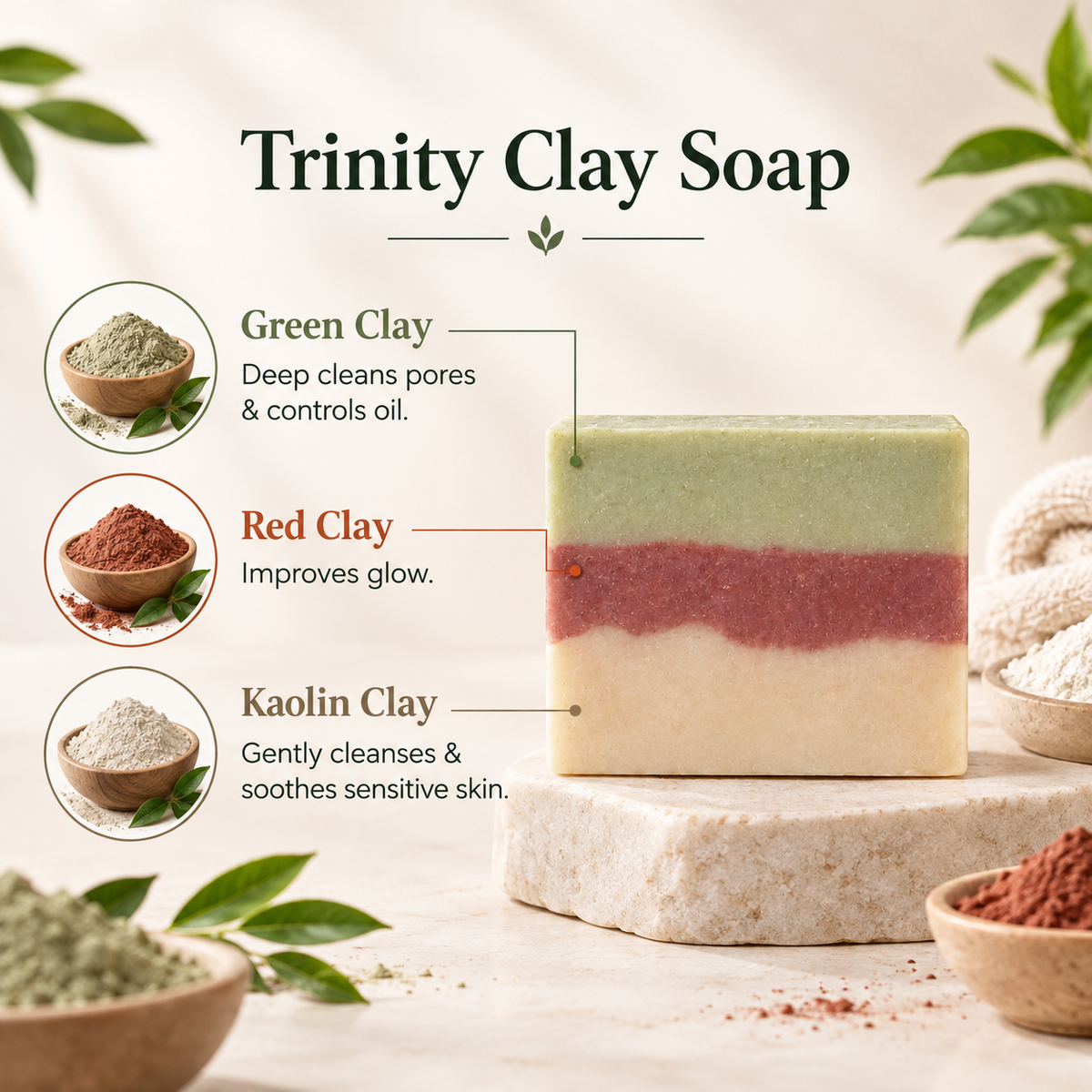 Texture or lather detail for Trinity Clay Soap Deep Cleanse for Oily Skin by 6M Veyra
